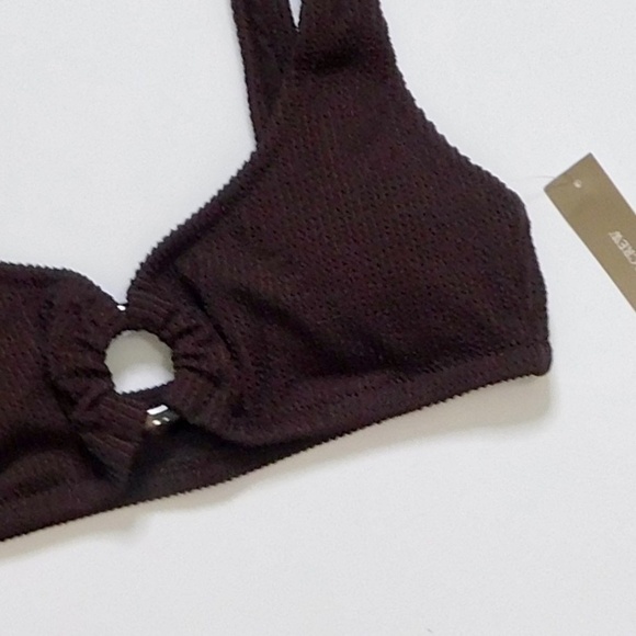 NWT!! J. CREW Claudia O-Ring Scrunchie Bikini Top Inky Espresso Brown Swimwear M - Picture 5 of 13